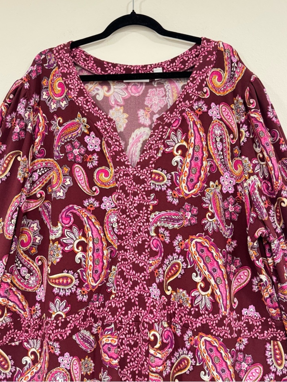 Susan Graver Paisley Floral Boho Midi Dress Comfy Stretch 3X - Picture 3 of 7
